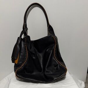 Elegant Black Leather Tote Bag